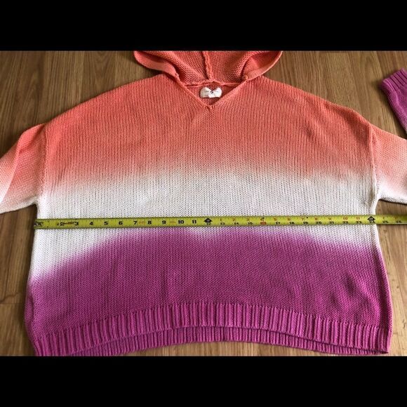 Lou & Grey Ombré Striped Loose Knit Hoodie Sweater Lounge Beach - Picture 6 of 7